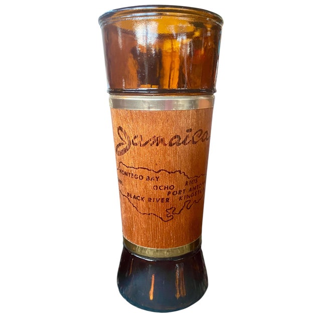 A beautifully crafted set of vintage Fiesta Ware Jamaica souvenir tumblers featuring rich amber glass paired with solid...