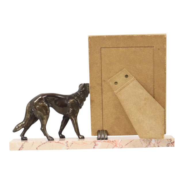 Large Art Deco Marble Photo Frame with Greyhound, 1930s For Sale - Image 12 of 17