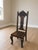 English Antique Jacobean Revival Dining Chairs, Set of 5, Carved Wood & Embossed Leather For Sale - Image 3 of 3