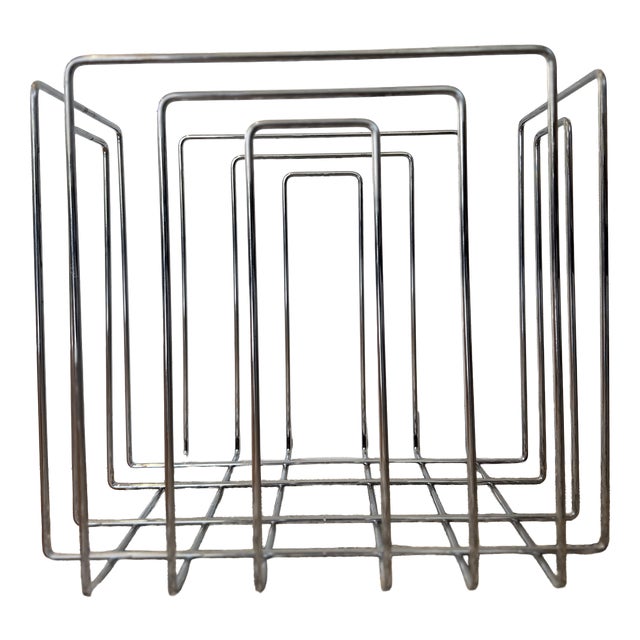 Paper Collector Magazine Rack in Chrome-Plated Steel by Willi Glaeser for TMP, Switzerland, 1989 For Sale
