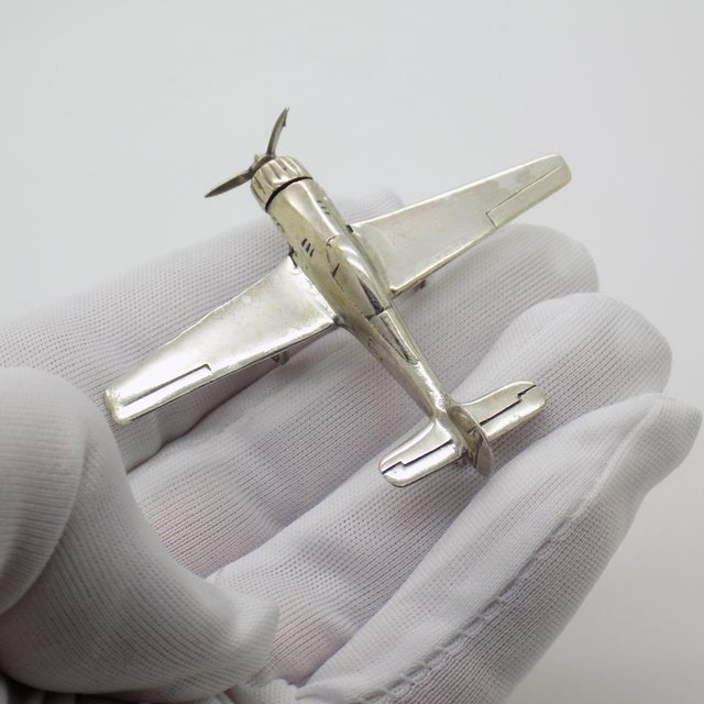 Fascinating vintage miniature depicting a focke wulf 152 airplane, handcrafted in arezzo between the 1980s and 1990s by...