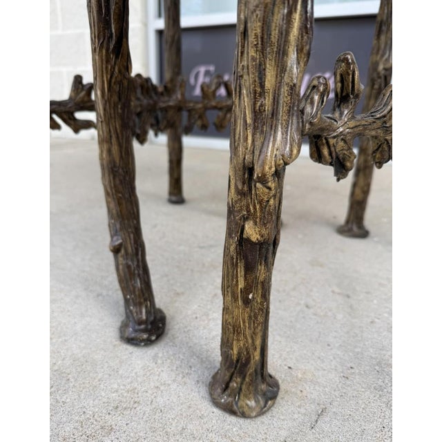 Late 20th Century Pair of Tessellated-Faux Marble One-Drawer Tables With Metal Tree Branch Bases For Sale - Image 15 of 15