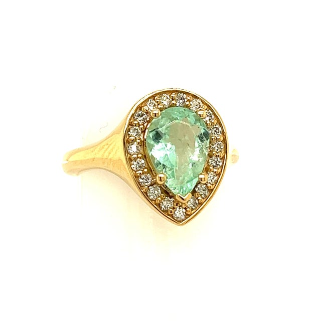 Natural Emerald Diamond Ring 14K Y Gold 1.74 TCW Certified, Size 6.75 For Sale - Image 11 of 12