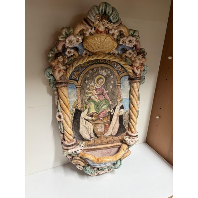 Holy Water Stoup of Our Lady of Pompeii, 1950 For Sale - Image 11 of 13