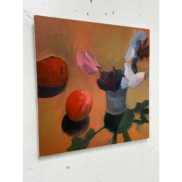 Contemporary Contemporary Oil on Canvas Still Life of Fruit + Flowers, Unknown Artist For Sale - Image 3 of 12