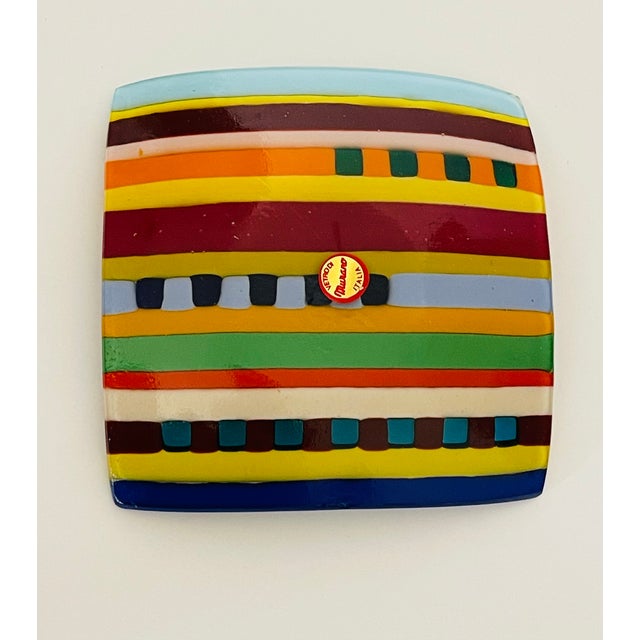 Multicolor handmade Venetian Murano glass 6” plate. Vibrant colourful art glass Italian plate.
