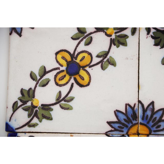 White 19th Century Set of Four Floral Tiles, Portuguese Baroque For Sale - Image 8 of 15
