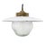 Vintage Brass, White Enamel & Frosted Glass Pendant Lights For Sale - Image 6 of 7
