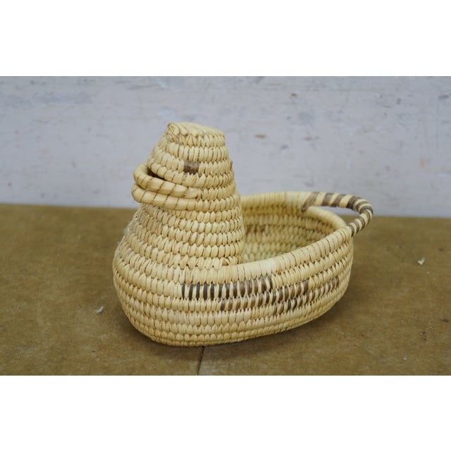Brown Rare Lot Vintage Papago Tohono O'Odham Naitive American Indian Woven Baskets For Sale - Image 8 of 14