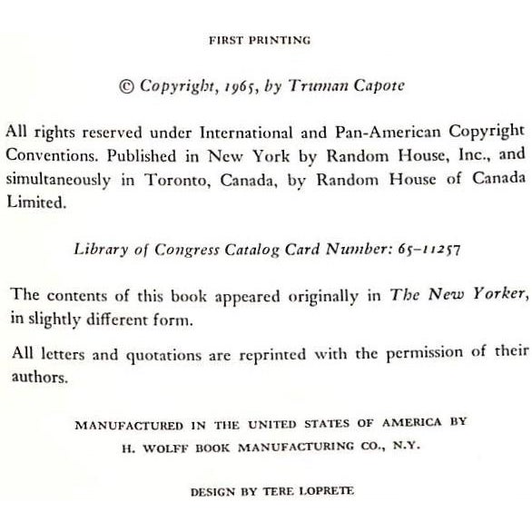 "In Cold Blood" Book 1965 Capote, Truman For Sale - Image 4 of 6