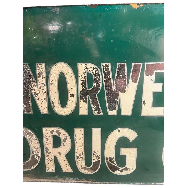 Vintage 1950’s Drug Pharmacy Reverse Painted Glass Advertisement Sign for Norwell Drug Co. For Sale - Image 4 of 10