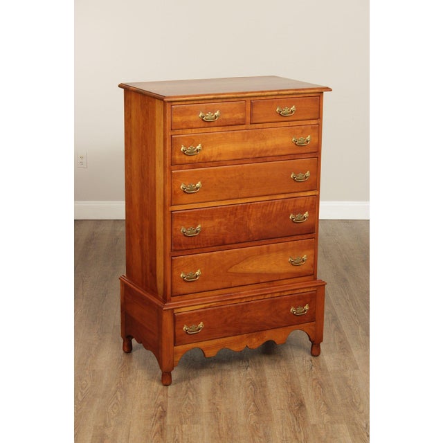 High Quality American Made Vintage High Chest with Dovetailed Drawers with Scalloped Edge