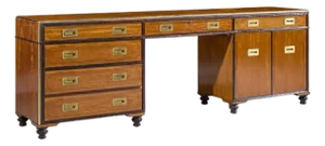 Baker Furniture Campaign Style Brass Handle Credenza