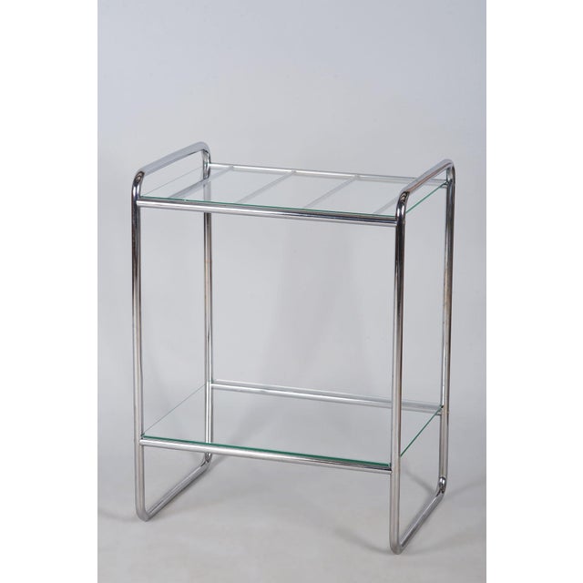 Small Vintage Bauhaus Table in Chrome-Plated Tubular Steel and Glass, Czech, 1930s For Sale - Image 9 of 9