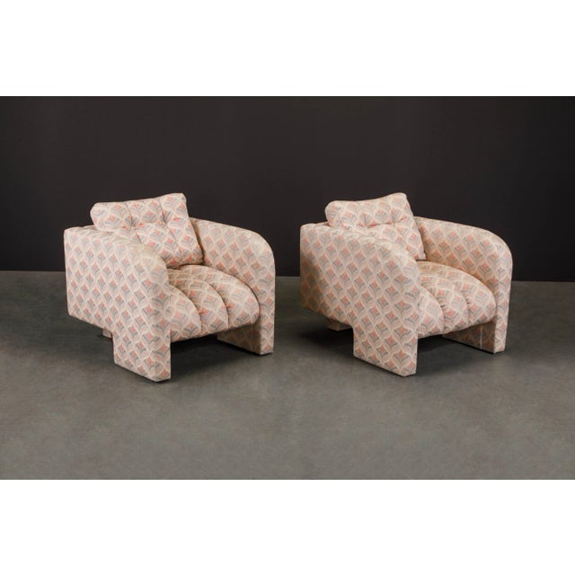 Vladimir Kagan Post-Modern Channel Tufted Lounge Chairs, Attributed to Vladimir Kagan, 1980s - A Pair For Sale - Image 4 of 12