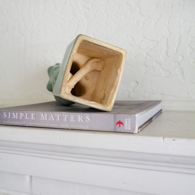 Ceramic Nude Female Sculpture on Plinth With Sage Green Glaze For Sale - Image 17 of 18