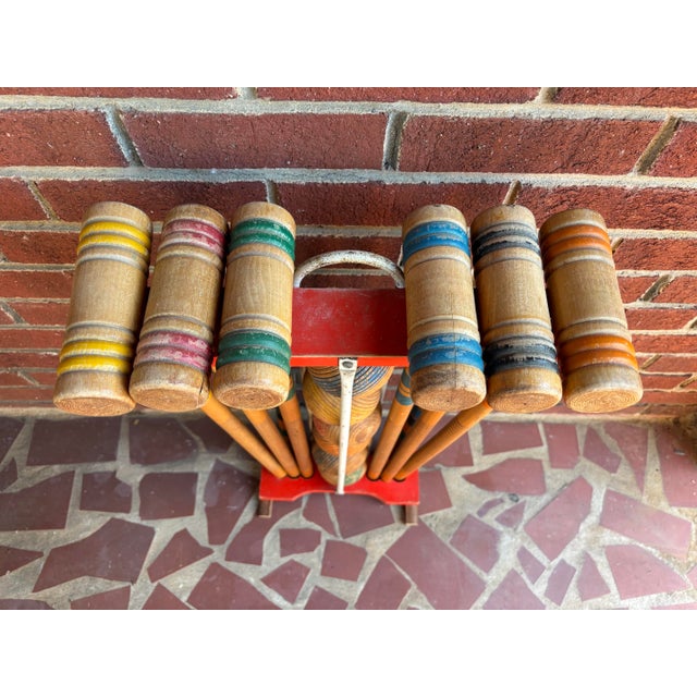 American Antique Wooden Croquet Complete Set on Stand, 24 Pieces For Sale - Image 3 of 12