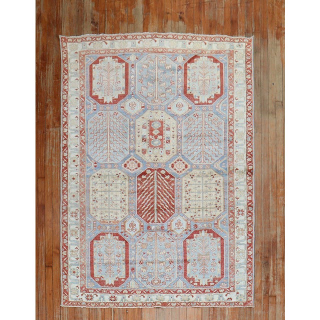 Early 20th Century Sky Blue Persian Bakhtiari Rug - 4'11" x 6'8" For Sale - Image 4 of 11