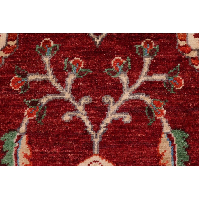 1990s Shabby Chic Ziegler Red/Beige Wool Runner Rug- 1'11'' X 5'0'' For Sale - Image 5 of 10