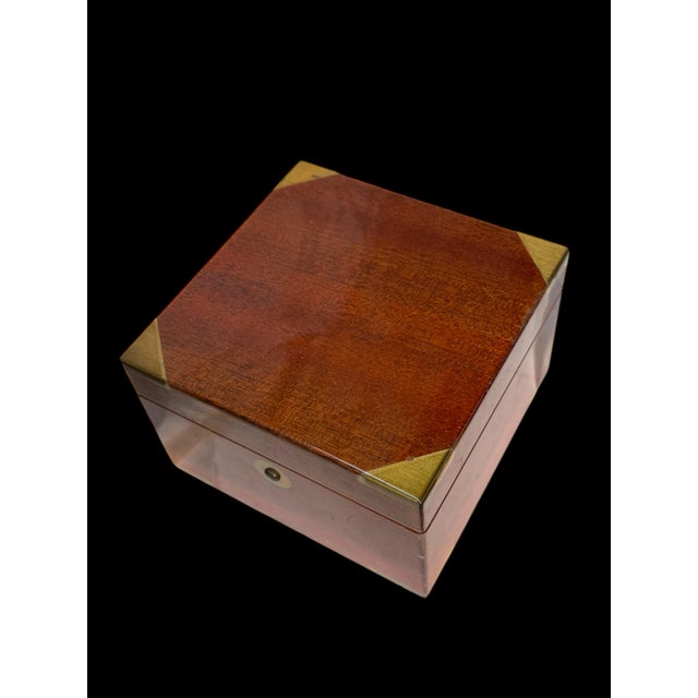 A Tiffany & Co. Swiss Brass Mounted Mahogany Cased Desk Timepiece For Sale In Los Angeles - Image 6 of 10