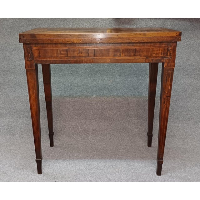 Inlaid Wood Folding Game Table, 18th Century For Sale - Image 3 of 9