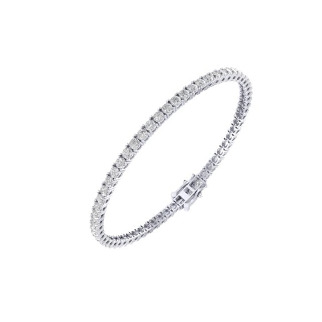 Contemporary 10K White Gold 3mm Round Cvd Diamond 8 Inch Tennis Bracelet 6-1/3 Cttw For Sale - Image 3 of 3