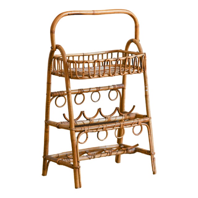 Mid-Century Bamboo Bottle Rack Etagère, 1960s For Sale