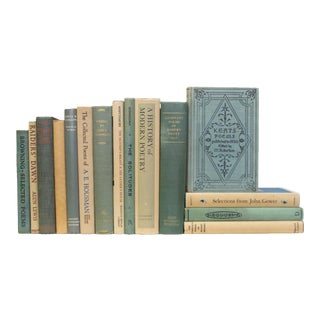Cambridge Blue & Wheat Poetry Books - Set of 15 For Sale
