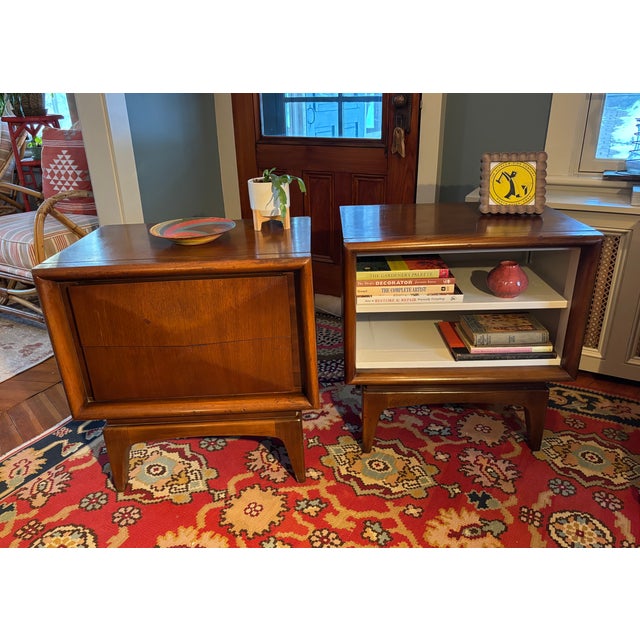 Wood Mid 20th Century Night Stands or End Tables - Pair For Sale - Image 7 of 8
