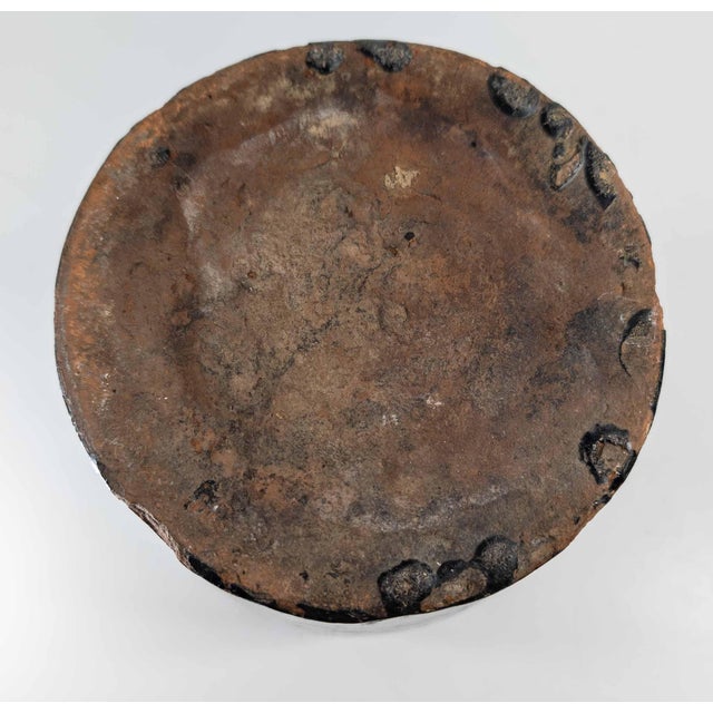 19th Century Rustic Primitive Black Glazed Redware Storage Jar For Sale - Image 11 of 12