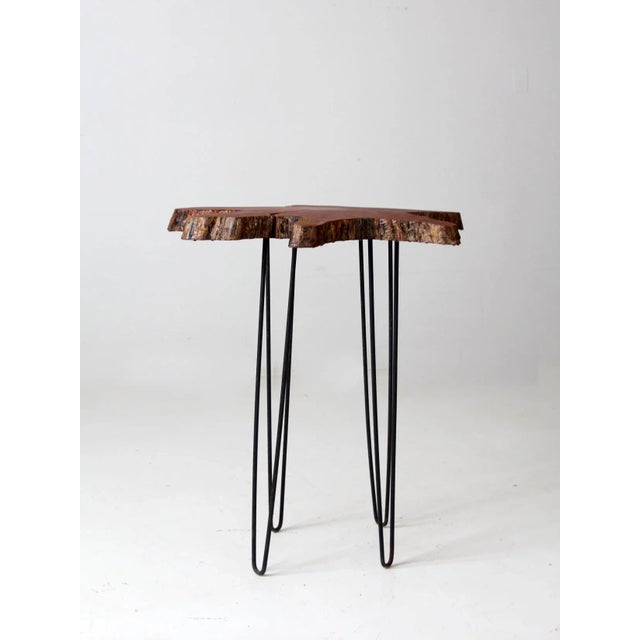 Mid Century Live Edge Wood Side Table For Sale - Image 6 of 13