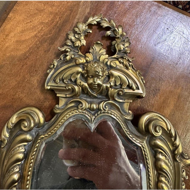 Louis XV Rococo Gilt Bronze Putto Mirror For Sale - Image 3 of 6