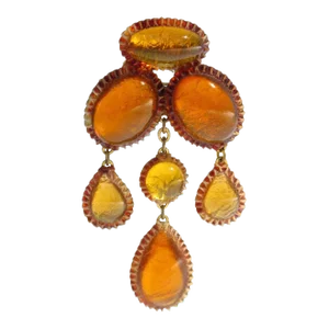 Line Vautrin School Honey Amber Talosel Resin Dangle Pin Brooch