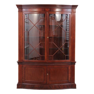 Baker Vintage Mahogany Bow Front China Cabinet For Sale