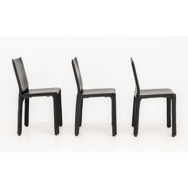 Metal Set of Six Mario Bellini for Cassina "Cab 412" Side Chairs For Sale - Image 7 of 14