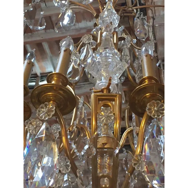 1900s French Dore Bronze & Crystal Chandelier For Sale - Image 4 of 10