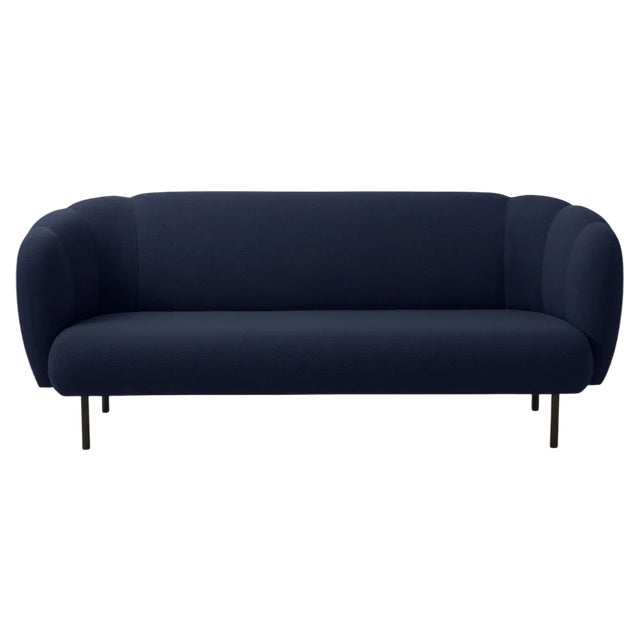 Caper Three-Seater with Stitches in Steel Blue by Warm Nordic For Sale