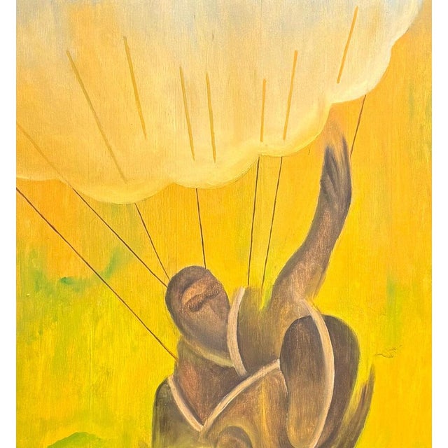 1940s Renato Di Bosso, Parachutist, Oil on Board For Sale - Image 5 of 8