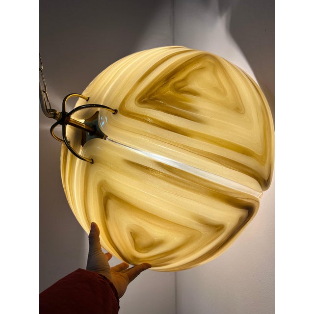 Hanging Lamp in Brown Glass and Chrome by Cristallux For Sale - Image 4 of 11