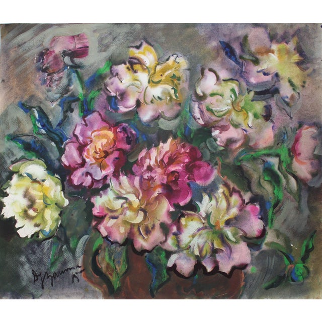 Dzidra Bauma, Peonies, Summer Magic, 1985, Watercolor For Sale - Image 6 of 6