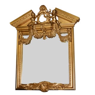 English Neo-Classical Gilt Mirror with Palladian Cherubs For Sale