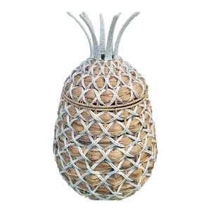 Tropical Pineapple Wicker Weaved Unique Large Pineapple Boho Regency Chic Clothing Hamper
