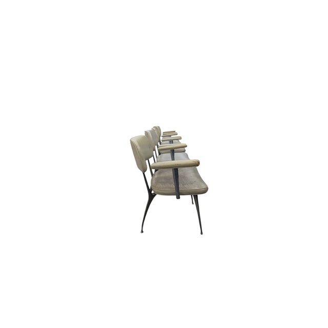 Shelby Williams Aluminum Legs Gazelle Chairs Armrests MidCentury Set of Four. Displayed in original Cream color naugahyde....
