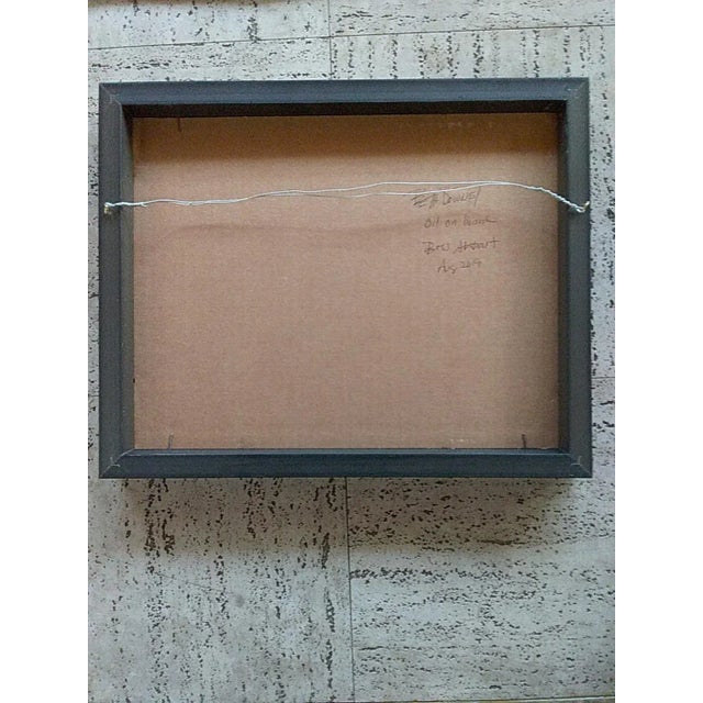 This black and white oil on canvas panel is by South Florida artist Beth Downey and is paired with a black Contemporary...