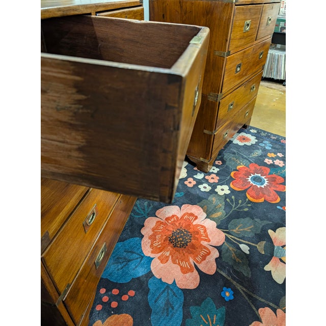 Wood Antique Victorian - British Campaign Chest of Drawers Circa 1800s For Sale - Image 7 of 14