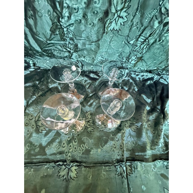 1930s Art Deco Crystal Rounded Stem Wine Glass - 4pc For Sale - Image 4 of 4