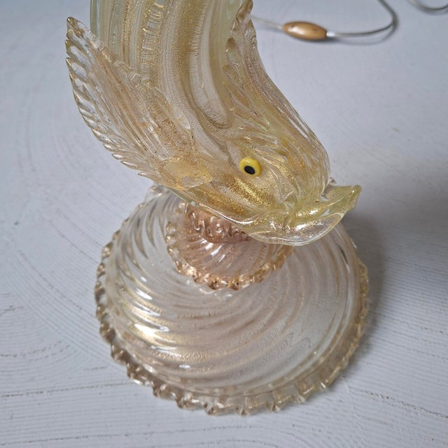 Italian Murano Glass Dolphin Table Lamp, 1960s For Sale - Image 4 of 8