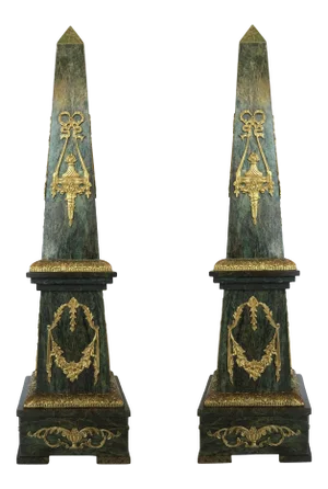 Ormolu Mounted Marble Obelisks - Pair