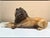 Mid-Century Italian Hand-Painted Ceramic Reclining Lion Sculpture, 20” For Sale - Image 4 of 4