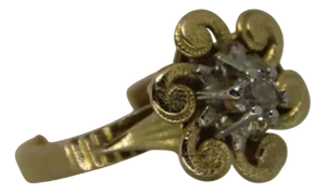 Gold Diamond Flower Ring, 1970s